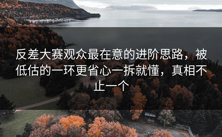 反差大赛观众最在意的进阶思路，被低估的一环更省心一拆就懂，真相不止一个