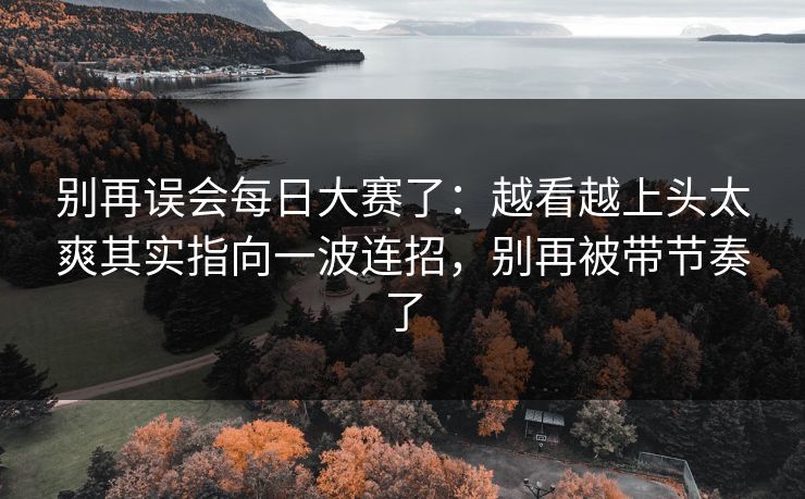 别再误会<strong>每日大赛</strong>了：越看越上头太爽其实指向一波连招，别再被带节奏了