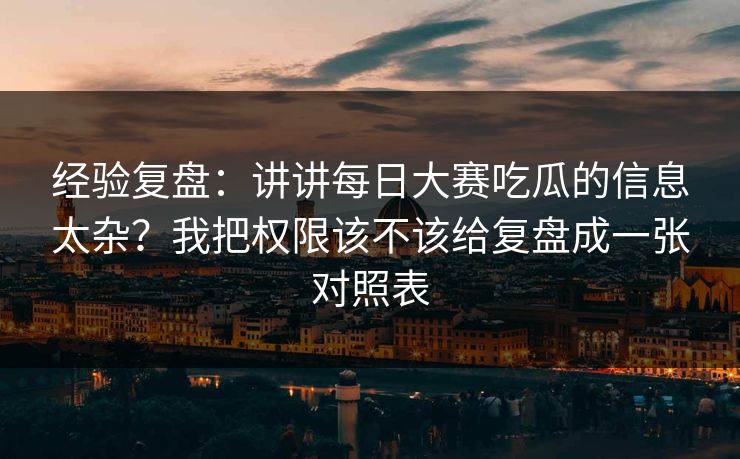 经验复盘：讲讲<strong>每日大赛</strong>吃瓜的信息太杂？我把权限该不该给复盘成一张对照表